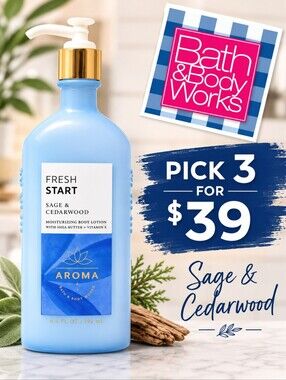 Bath & Body Works Aromatherapy Fresh Start Body Lotion - Cedarwood and sage